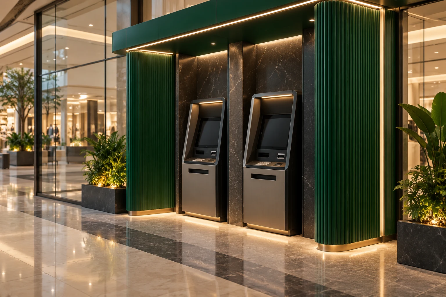 Architectural concept of a modern self-service banking pavilion